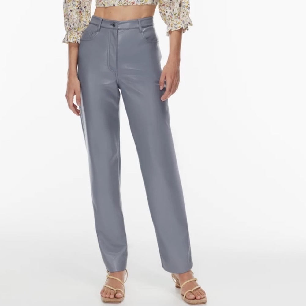 Aritzia Wilfred The Melina Faux Leather Pants Women’s 0 Gray Straight High Rise